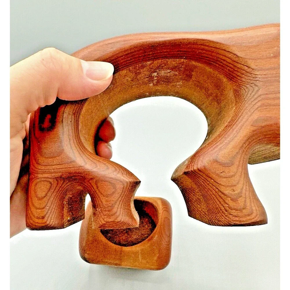 Handcrafted Native Redwood Elephant Hidden Drawer Trinkets Box